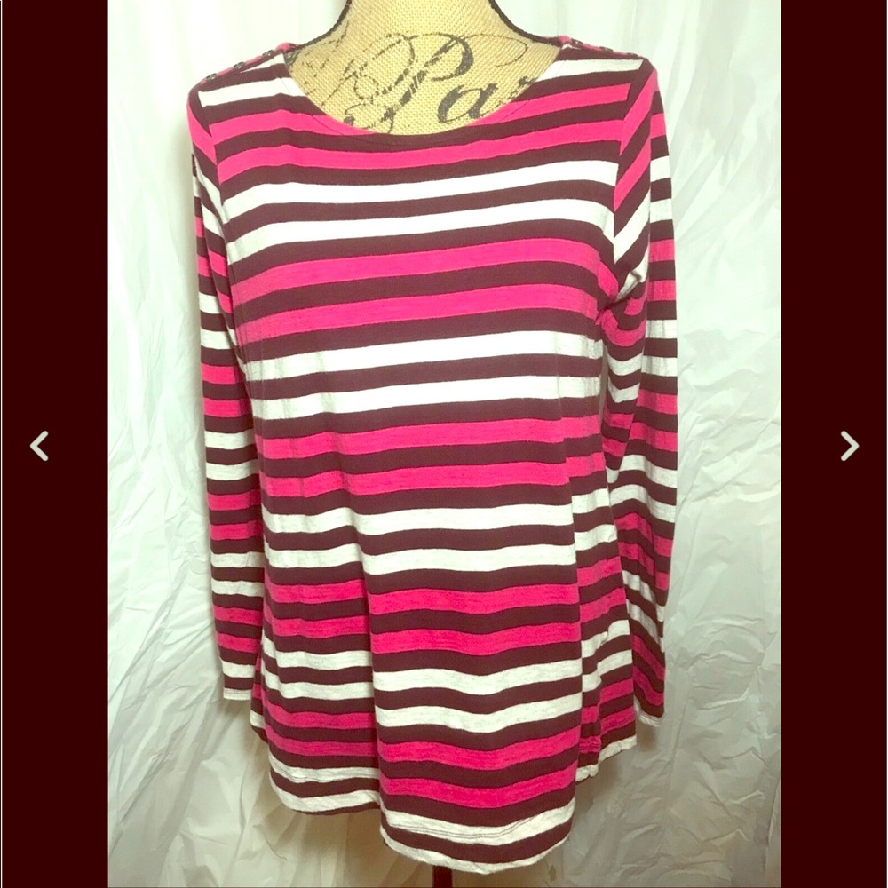 Motherhood Maternity Purple Gray Striped Top